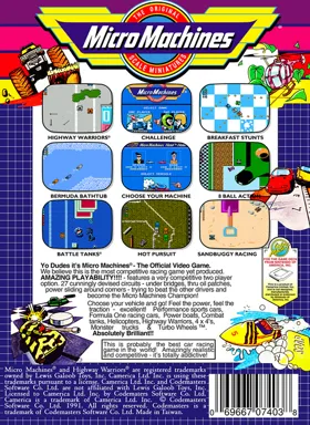 Micro Machines (USA) (Unl) box cover back